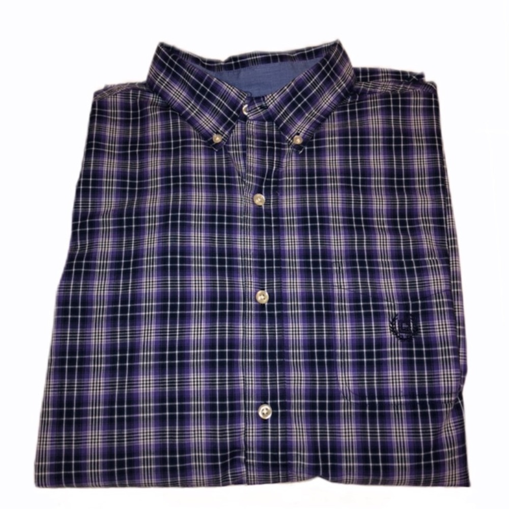 Chaps Purple Plaid Men’s Button Down Shirt Size Large